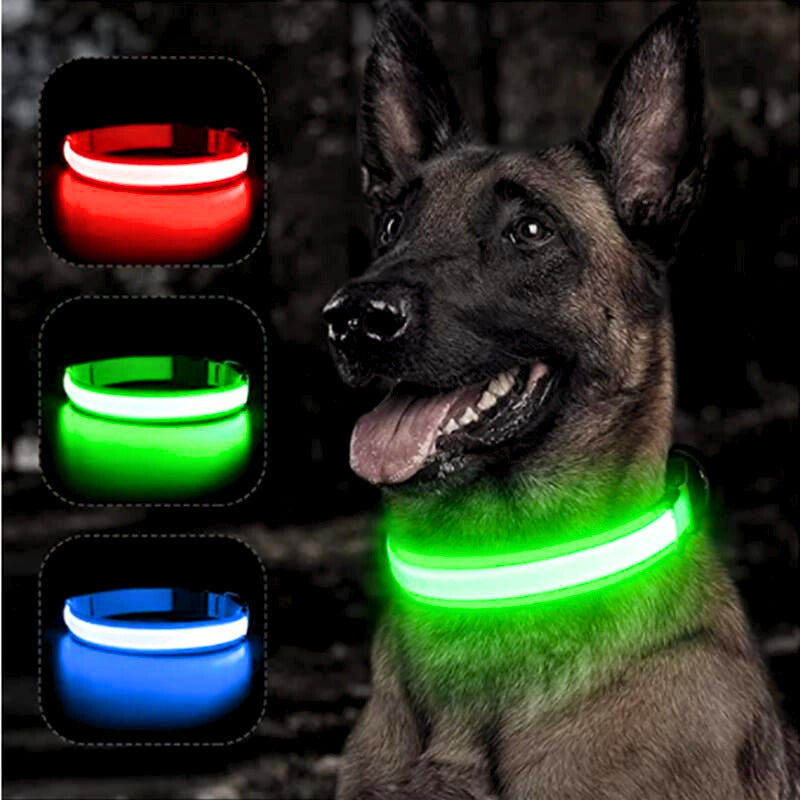 LED Glowing Dog Collar Adjustable Flashing Rechargea Luminous Collar